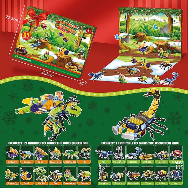 Advent Calendar 2025 Animals Toys For Toddler Baby 1-3 Christmas Gifts Finger Puppets 12 Box House Animals Montessori Educational Preschool Boys Girls Gi