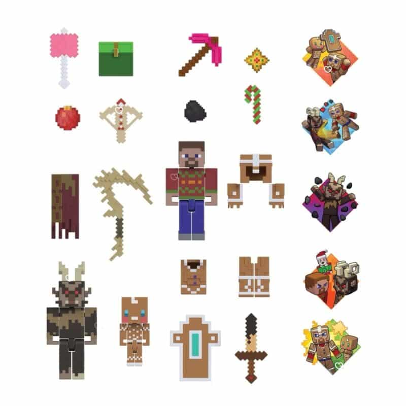 Minecraft Advent Calendar 2026 contents, 23 surprises laid out