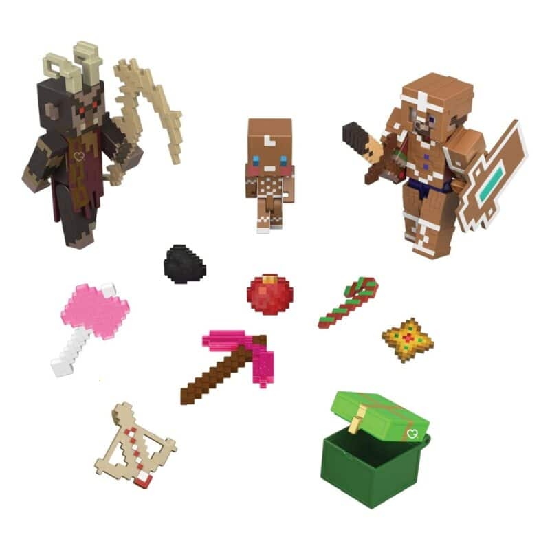 Minecraft Advent Calendar 2026 full contents unpacked on white