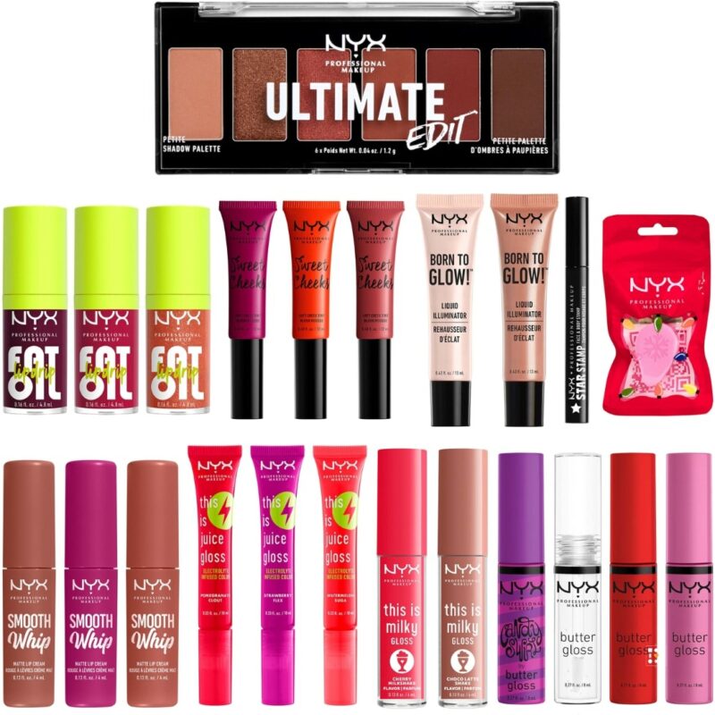 NYX Advent Calendar 2023 brings you 24 of your favorite and newly released NYX products. Presented in a round red box with flamingo illustrations!