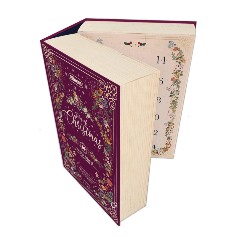 gibsons puzzle advent calendar 2025 with 24 festive mini jigsaw puzzles
