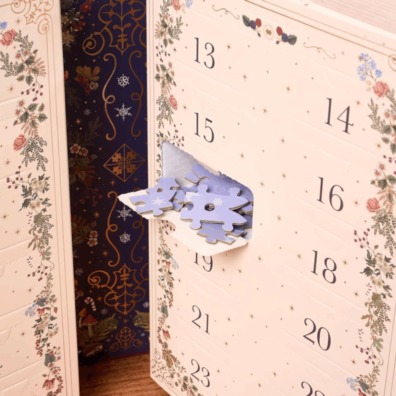 gibsons puzzle advent calendar 2025 with 24 festive mini jigsaw puzzles