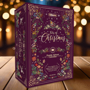 gibsons puzzle advent calendar 2025 with 24 festive mini jigsaw puzzles