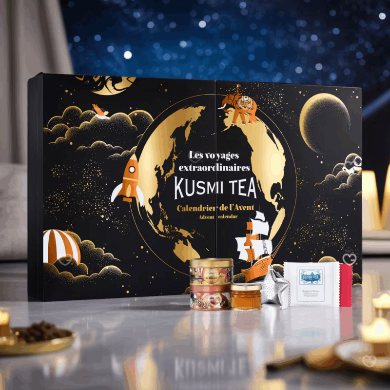 kusmi tea advent calendar 2025 with 24 days with 31 organic tastings of black, green and white teas and herbal teas