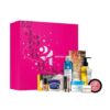 notino advent calendar 2023 beauty multibrand skincare makeup bodycare. Presented in a pink squared box with beautiful lettering illustrations