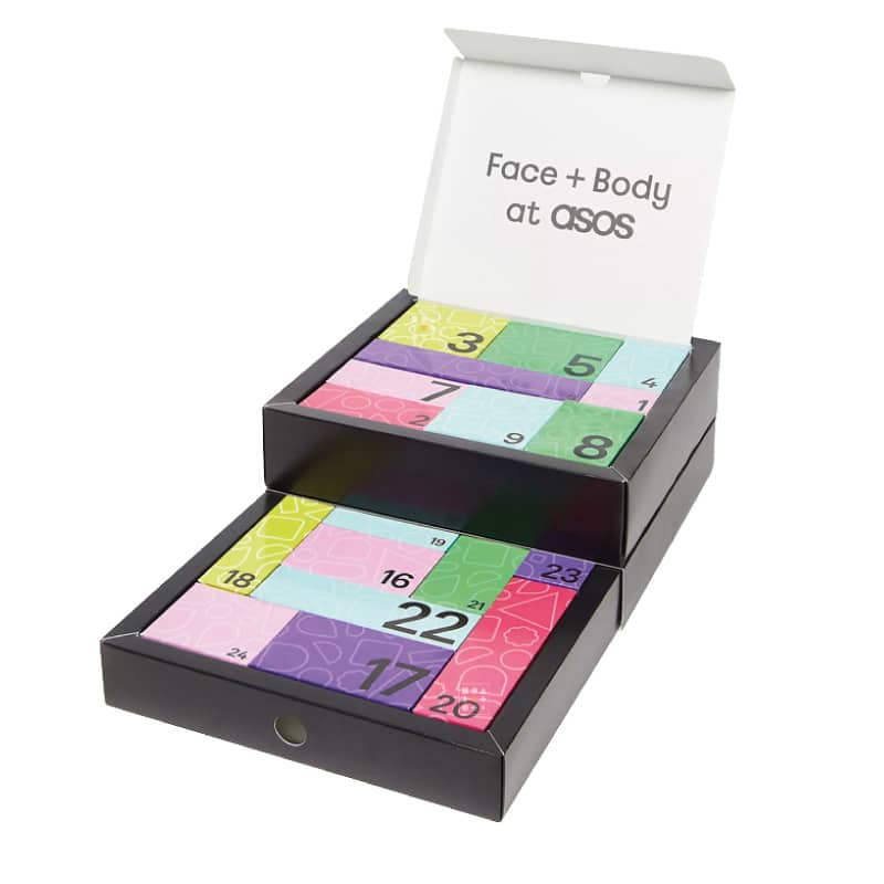 ASOS Advent Calendar - Face + Body “the ultimate indulgence” : 25 boxes containing beauty products: face, make-up, cream