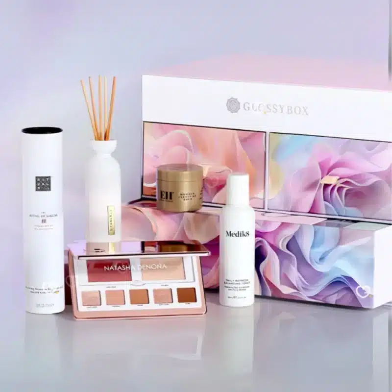 Glossybox Advent Calendar 2025 with 27 beauty treats, including 19 full-sized skincare and makeup surprises for beauty enthusiasts.