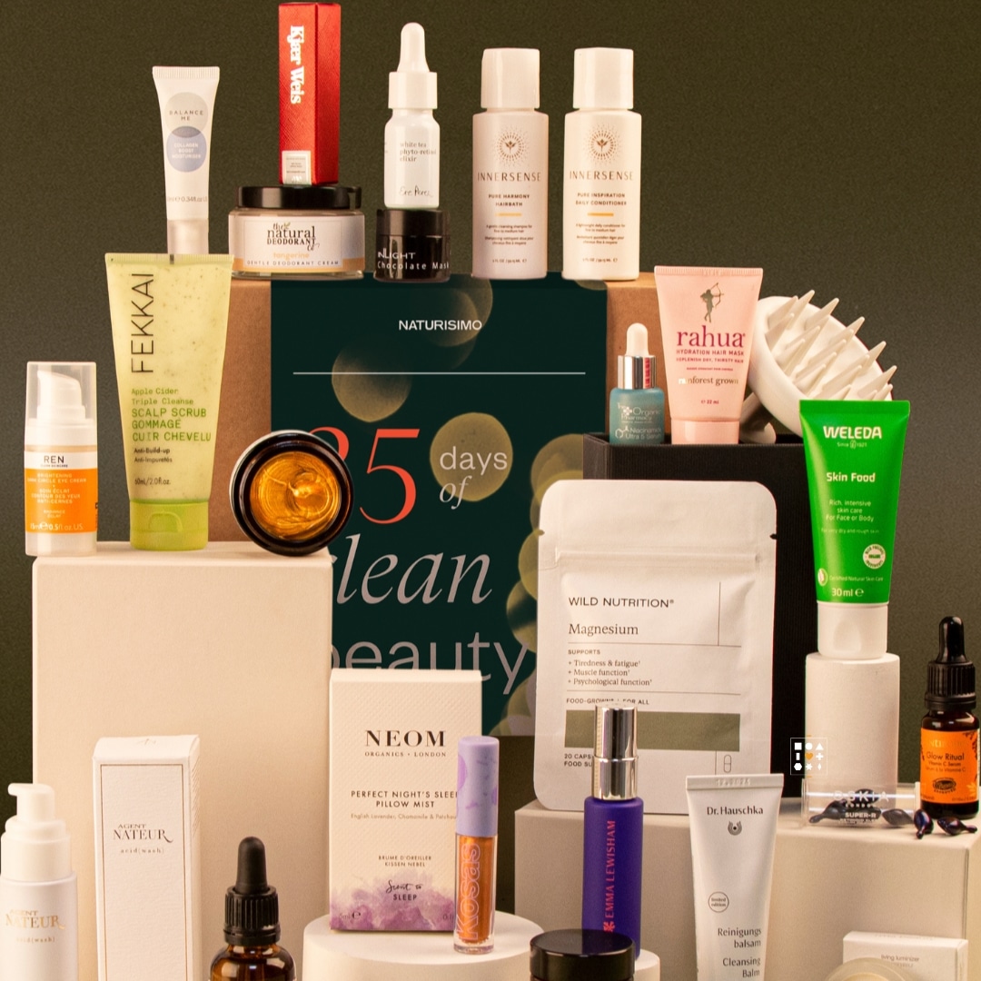 Naturismo advent calendar presenting 25 organic beauty products from renowned brands