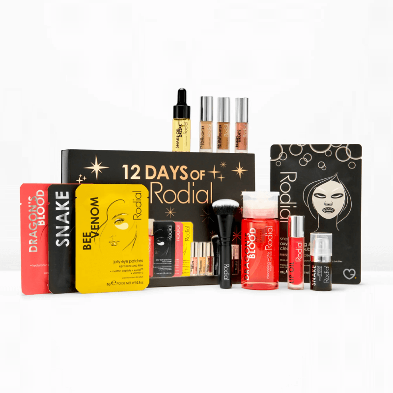 Rodial Advent Calendar 2025 featuring 12 luxury skincare and makeup best-sellers in elegant packaging, perfect for beauty enthusiasts.