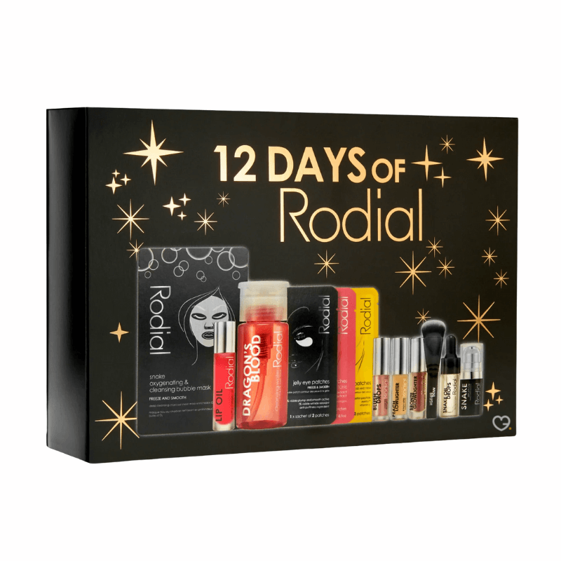 Rodial Advent Calendar 2025 featuring 12 luxury skincare and makeup best-sellers in elegant packaging, perfect for beauty enthusiasts.
