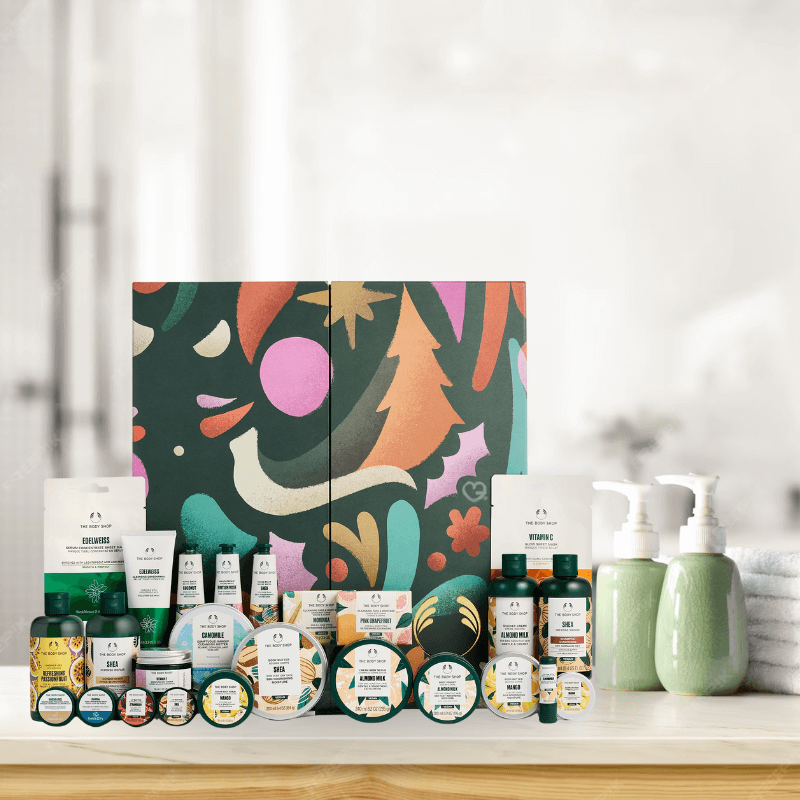 The Body Shop Ultimate Advent Calendar 2025 with 25 moments of body-loving magic, festive beauty treats for conscious women gift-givers.