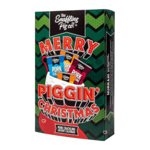 The Snaffling Pig Advent Calendar 2025 filled with 24 delicious packets of pork cracklings delivered in a festive box for adult, man and woman,