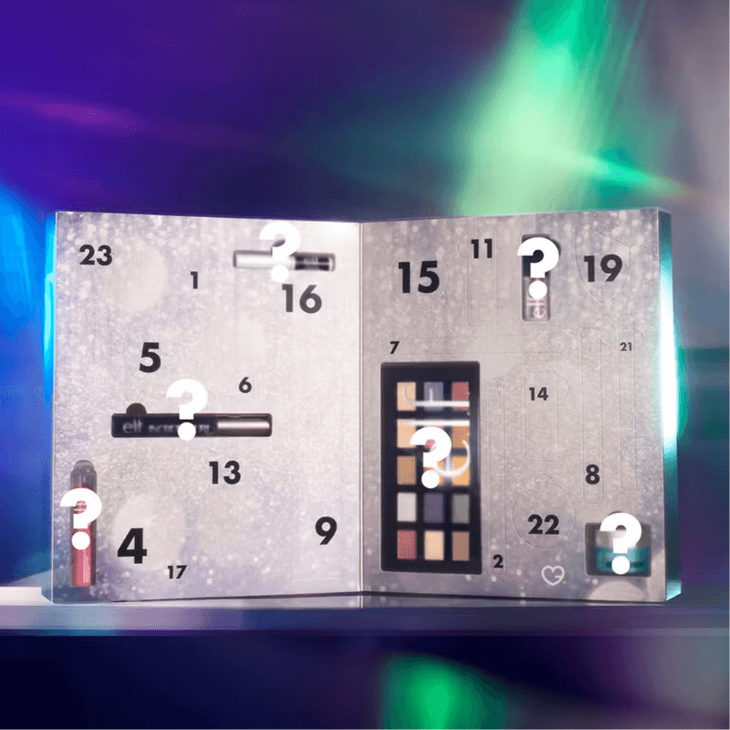 Elf Cosmetics Advent Calendar 2025 with 24-day makeup and skincare treats in festive pink‑gold packaging, perfect for beauty enthusiasts.