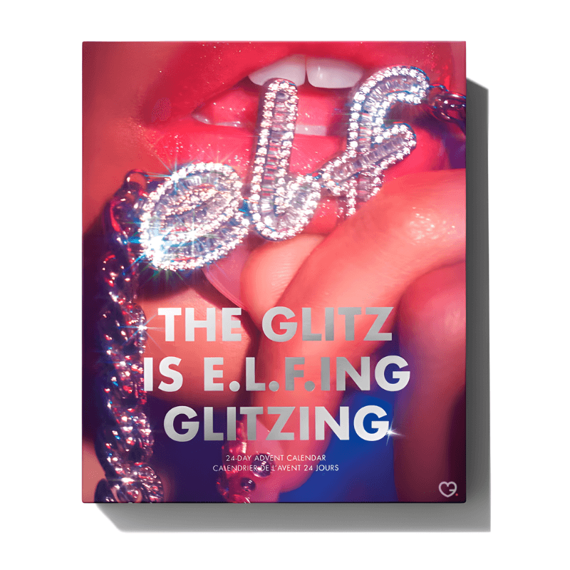 Elf Cosmetics Advent Calendar 2025 with 24-day makeup and skincare treats in festive pink‑gold packaging, perfect for beauty enthusiasts.