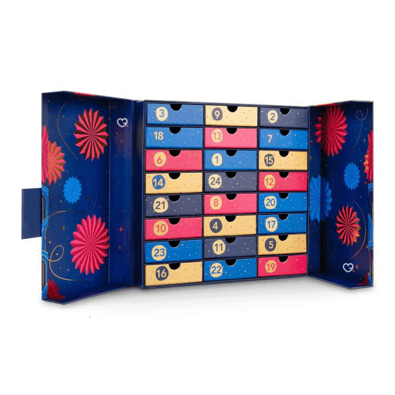 Whittard Hot Chocolate Advent Calendar 2025, it's 24 days of hot chocolate with 12 flavours to discover like Pudding, Mint and Salted Caramel