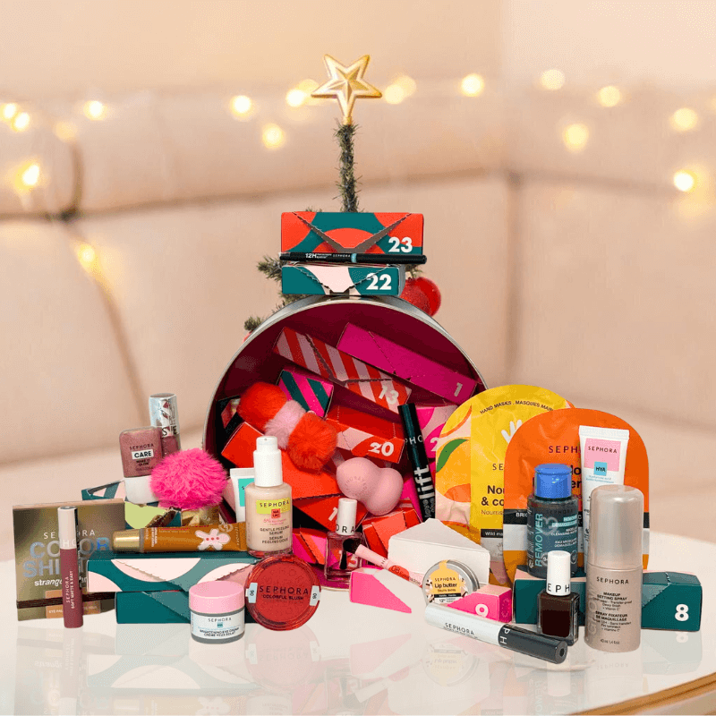 Sephora Collection Premium Advent Calendar 2025 with 24 beauty surprises in festive packaging, ideal for makeup and skincare lovers.