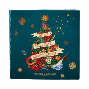 Fortnum’s Chocolate Truffle Advent Calendar 2025 in deep teal blue-green festive box with 25 luxury truffles including exclusives.