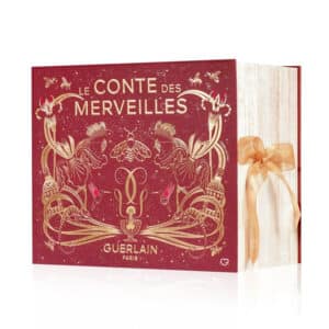 Guerlain Advent Calendar 2025 in gold and red design featuring 25 luxury mini perfumes, skincare, makeup and candles.