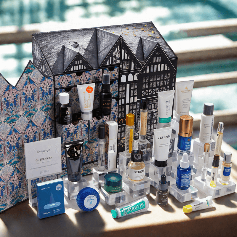 Liberty Men's Advent Calendar 2025 with 25 luxury grooming and skincare products, including 15 full-size items, ideal for style-conscious men.