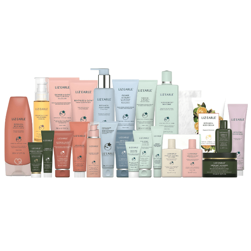 Liz Earle Advent Calendar 2025 in festive green design with 24 skincare icons, full sizes and luxury minis.