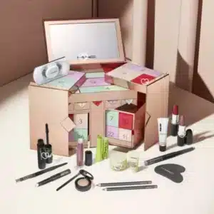 MAC Cosmetics Advent Calendar 2025 with 24 beauty surprises including lipsticks, eyeshadows, skincare, gua sha and festive treats for makeup lovers.