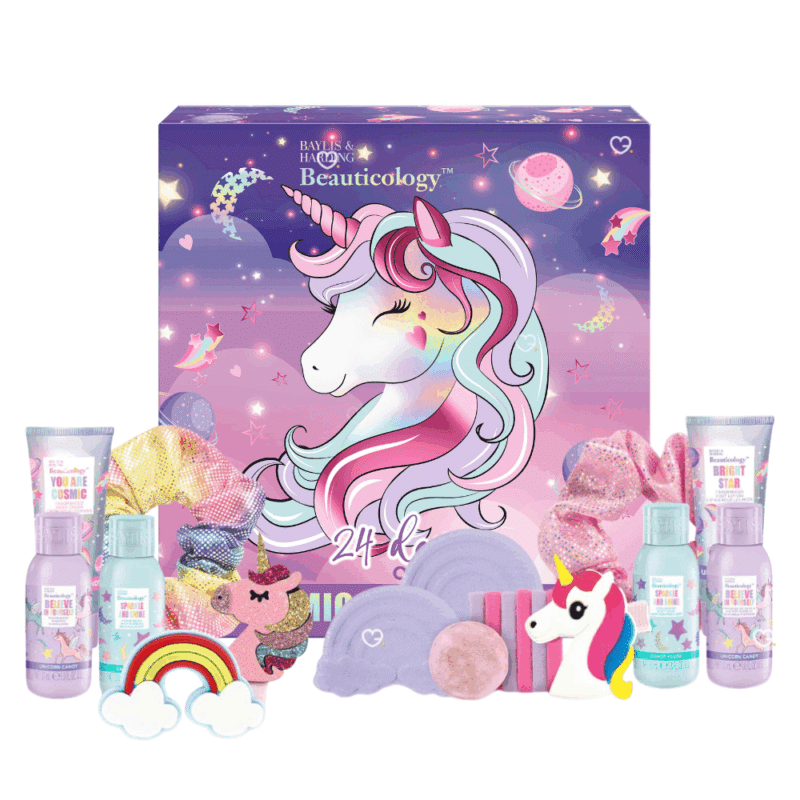 Baylis And Harding Advent calendar 2025 with 24 beauty and scented skincare products and accessories.