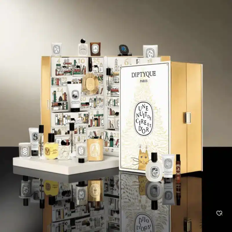 Diptyque Advent Calendar 2025 with 25 luxury mini perfumes, body care, scented candles and décor, perfect for style-conscious gift givers.