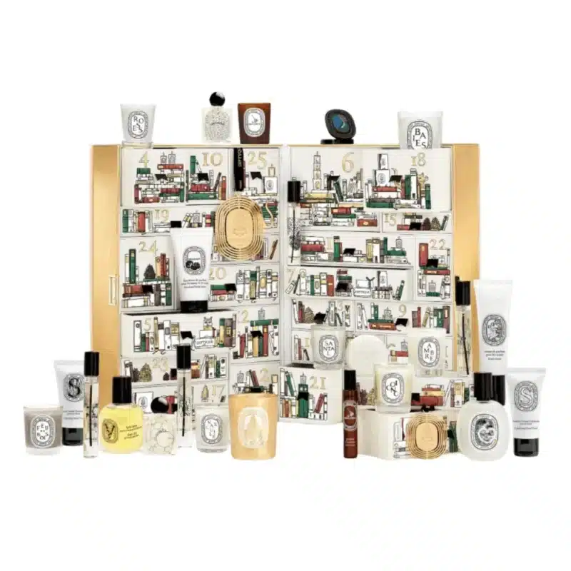 Diptyque Advent Calendar 2025 with 25 luxury mini perfumes, body care, scented candles and décor, perfect for style-conscious gift givers.
