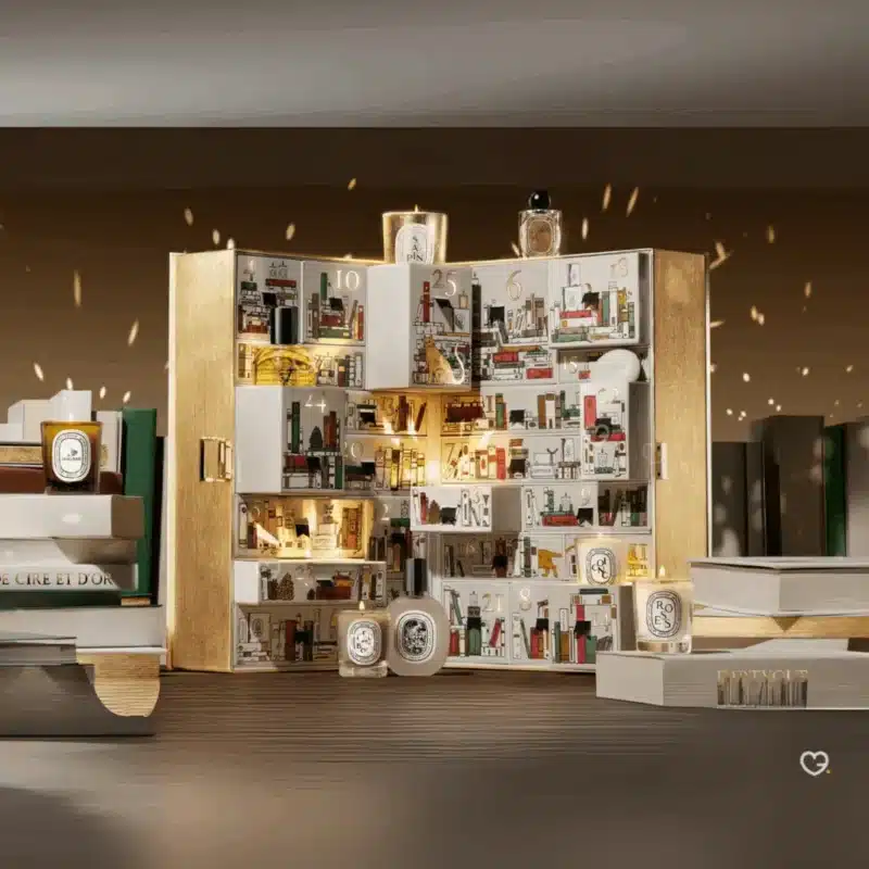 Diptyque Advent Calendar 2025 with 25 luxury mini perfumes, body care, scented candles and décor, perfect for style-conscious gift givers.