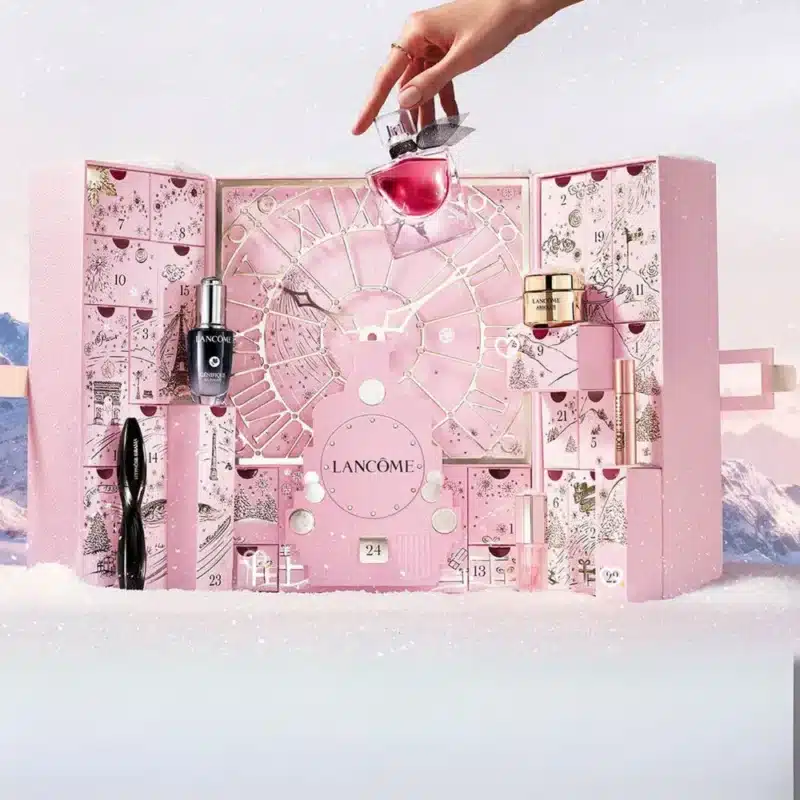 Lancome Advent Calendar 2025 with 24 luxury beauty gifts including skincare, makeup and fragrances, perfect for beauty enthusiasts and gift buyers.