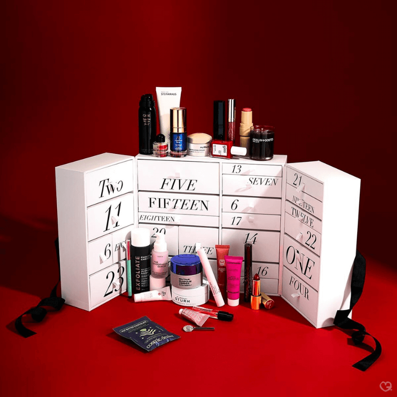 Niche Beauty Advent Calendar 2025 with 24 luxury skincare, makeup, haircare and bath products, perfect for beauty enthusiasts.