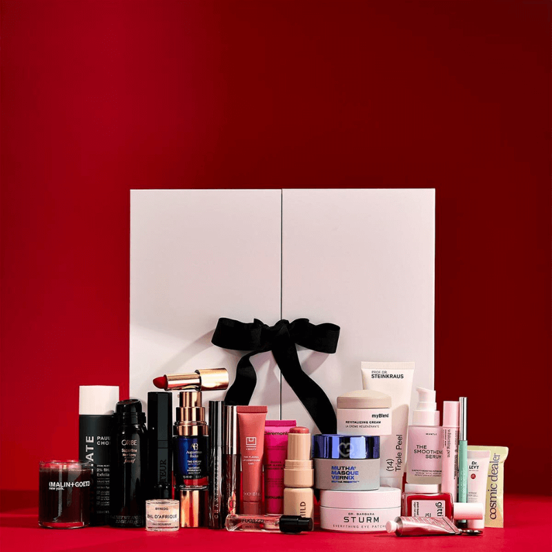 Niche Beauty Advent Calendar 2025 with 24 luxury skincare, makeup, haircare and bath products, perfect for beauty enthusiasts.