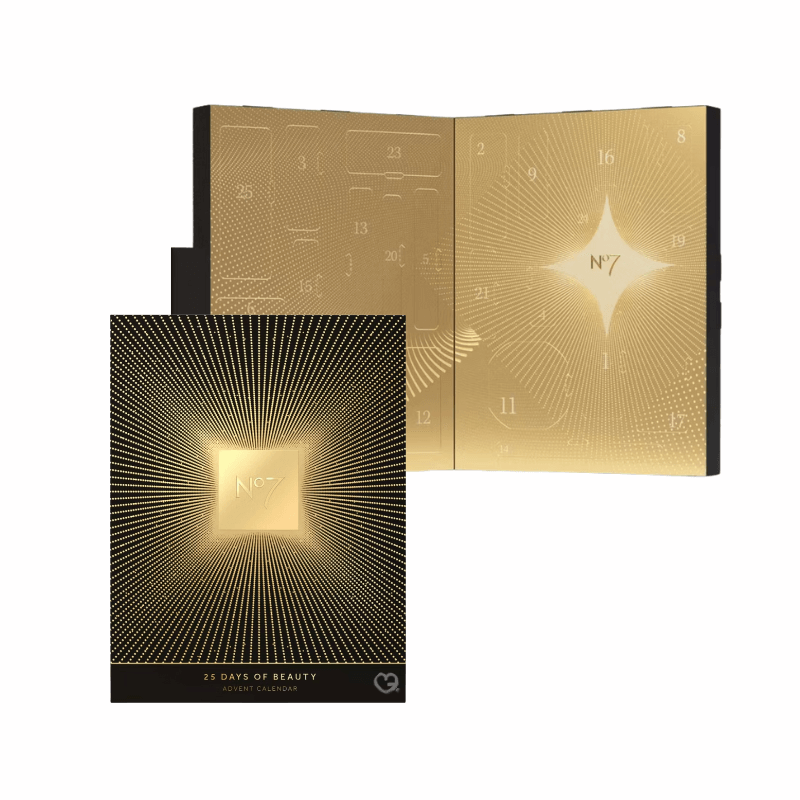 No7 Advent Calendar 2025 with 25 days of beauty, 10 full-size products, best-selling serum, Future Renew skincare and Pro Artist makeup for beauty enthusiasts.