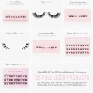 Tatti Lashes Advent Calendar 2025 consists of a range of Tatti’s most popular lash styles, in a chic, blush-pink box