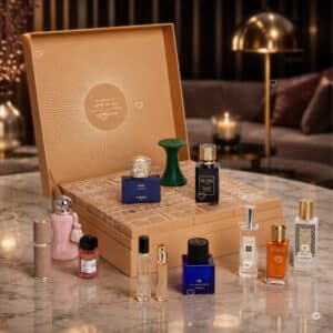 Harrods Fragrance Advent Calendar 2026 open on marble