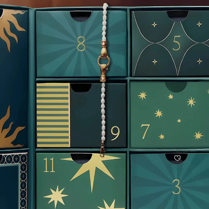 Missoma Advent Calendar 2025 in festive box with 12 jewellery pieces and a £50 gift card for seasonal gifting.
