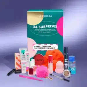 Sephora Collection Advent Calendar 2025 with 24 festive beauty surprises in makeup, skincare, bath treats and accessories, perfect for beauty lovers.