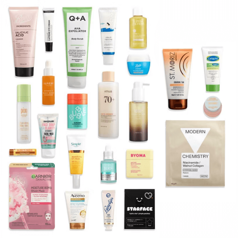 Boots Skincare Advent Calendar 2025 with 24 beauty treats including full-size serums, creams and cleansers for skincare lovers.