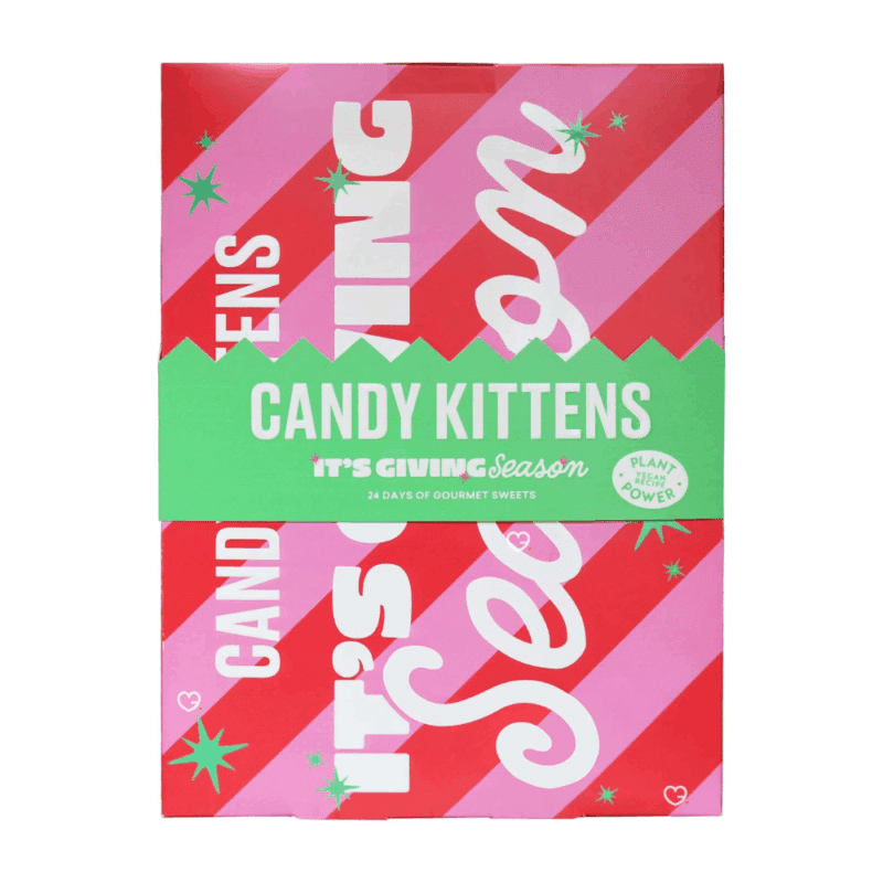 Candy Kitten Advent Calendar 2025 includes 24 daily sweet treat with fruit flavours, all vegan and free from gelatine, palm oil, or artificial flavors