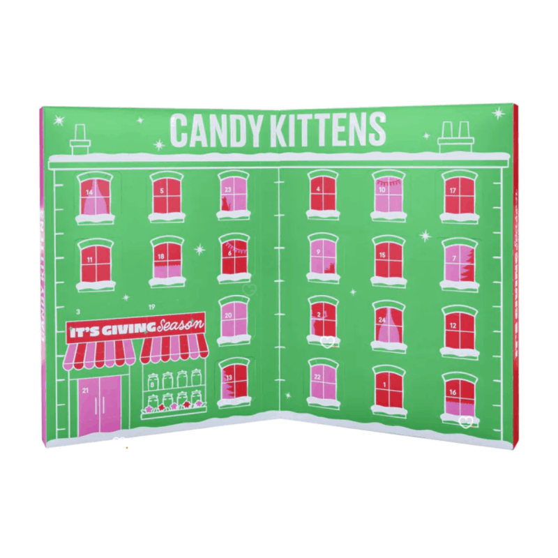 Candy Kitten Advent Calendar 2025 includes 24 daily sweet treat with fruit flavours, all vegan and free from gelatine, palm oil, or artificial flavors