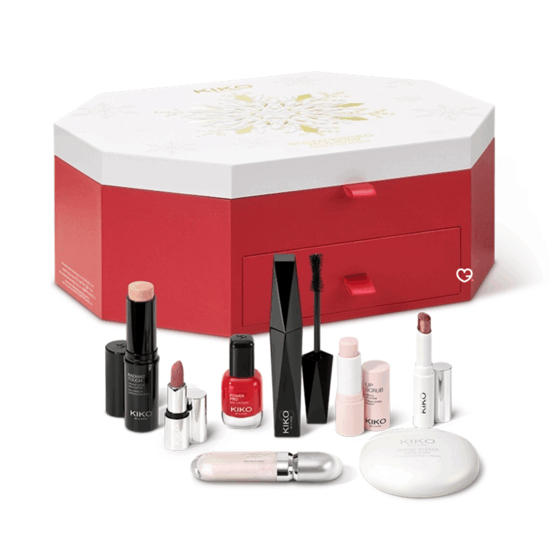 Kiko Advent calendar 2025 makeup beauty composed of 24 make-up and skincare products, in standard or mini format, as well as essential accessories.