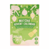 Matcha Advent Calendar 2025 in festive green box with 24 unique matcha flavours, two servings each for 48 cups.