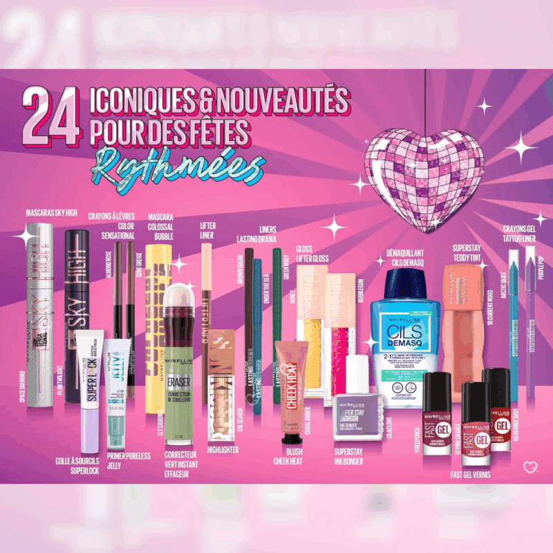 Maybelline advent calendar 2025 filled 24 product fo makeup