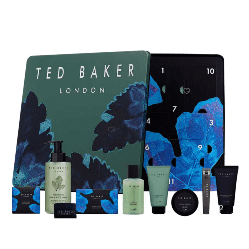 Ted Baker Grooming Advent Calendar 2025 showcasing a range of beauty products in elegant packaging
