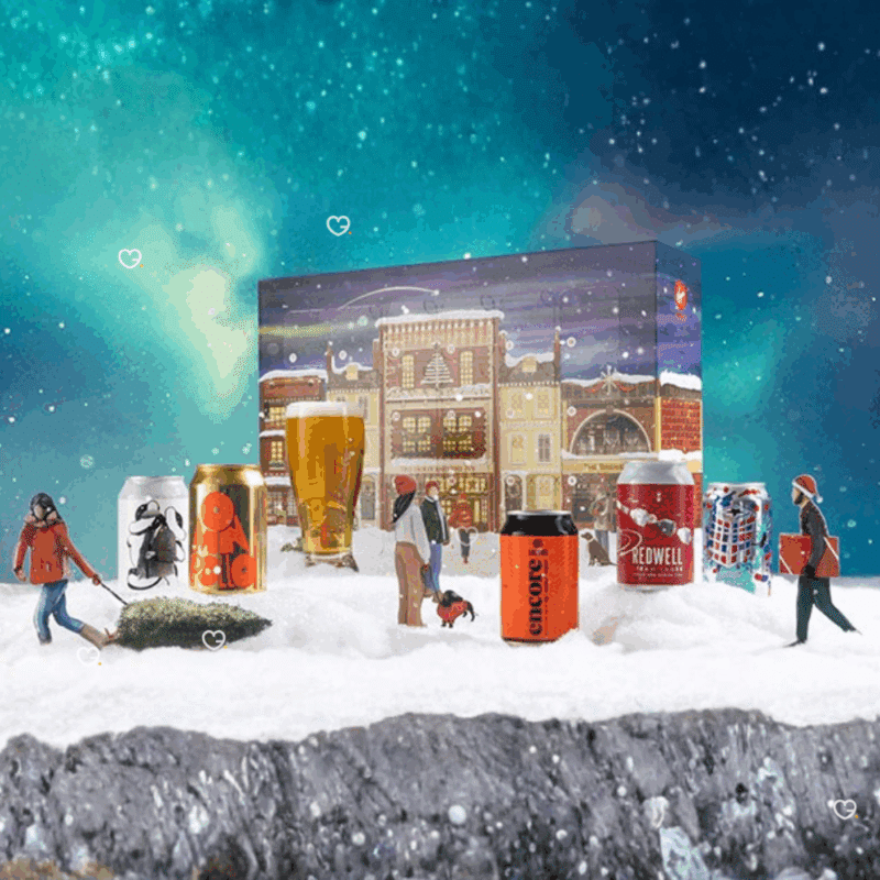Virgin Wines Beer Advent Calendar 2025 featuring 24 craft beers from top breweries, festive box design for adult beer lovers.