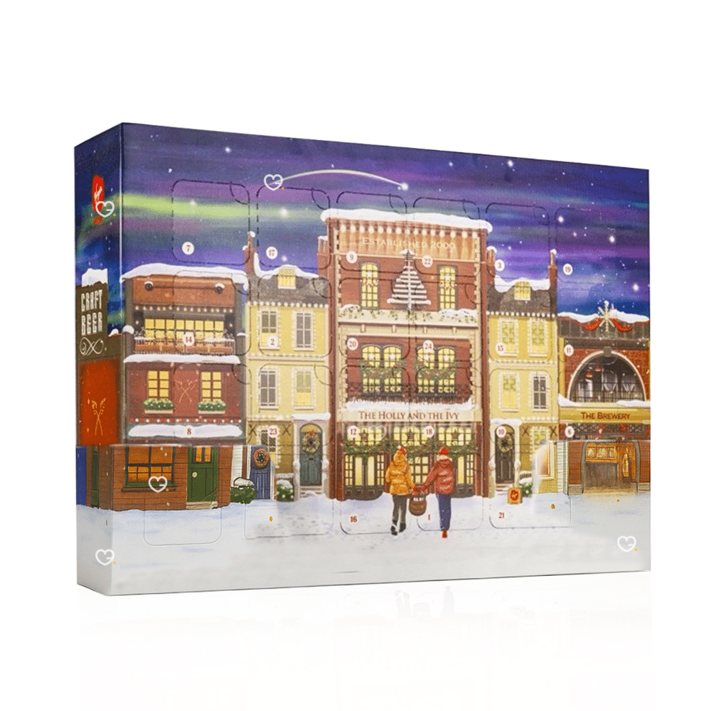 Virgin Wines Beer Advent Calendar 2025 featuring 24 craft beers from top breweries, festive box design for adult beer lovers.