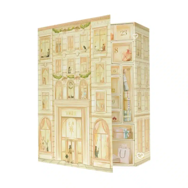 Vogue Advent Calendar 2025 with 31 luxury beauty and wellness treats including skincare, makeup, fragrance and fashion accessories for style-conscious trend lovers.