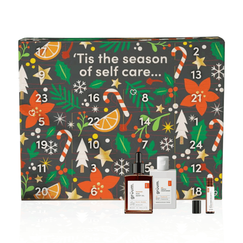 Gruum Advent Calendar 2025 with 24 full-sized beauty product and skincare gifts in sustainable packaging, ideal for eco-conscious professionals.