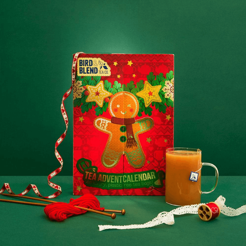 Bird & Blend Tea Advent Calendar 2025 with 24 festive blends, two teas per day, plus caffeine-free options for tea lovers and gift givers.