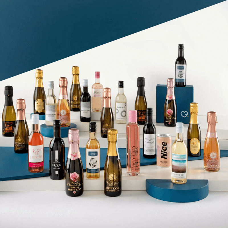 John Lewis Fizz Advent Calendar 2025 with 24 miniature wines and sparkling fizz in a festive box, perfect for adults celebrating Christmas.